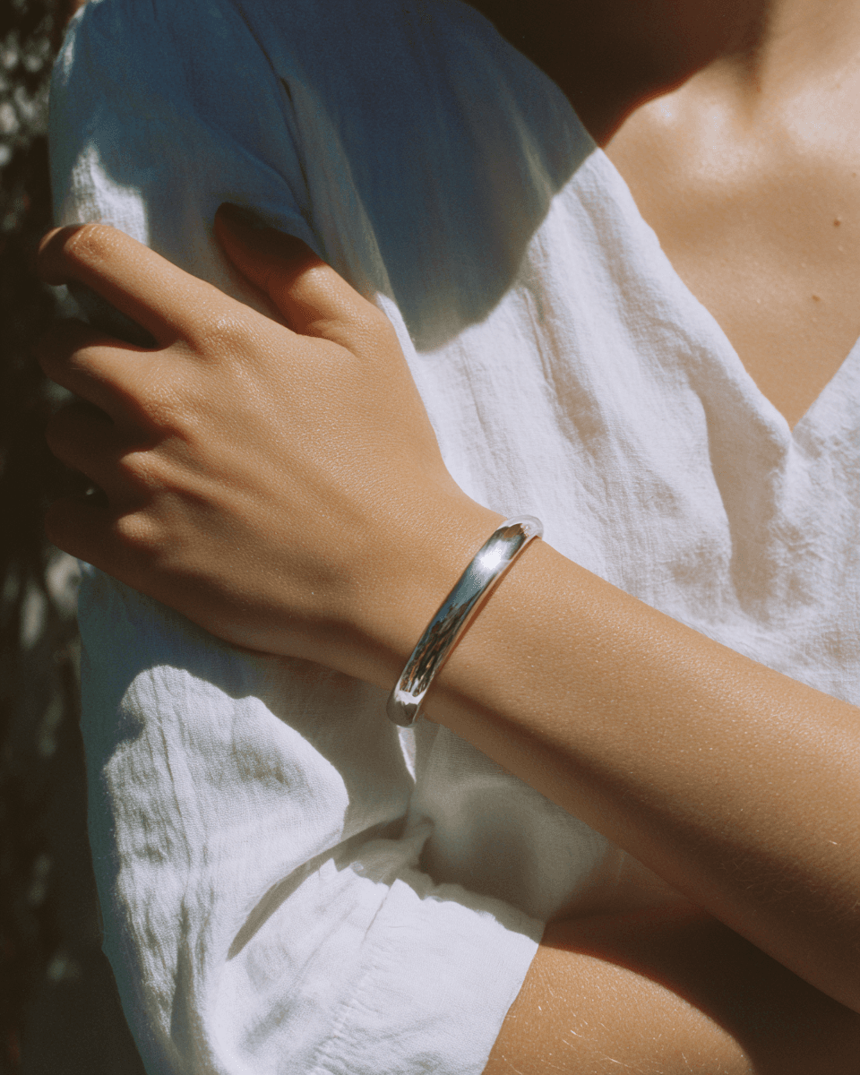 Person in a forest clearing